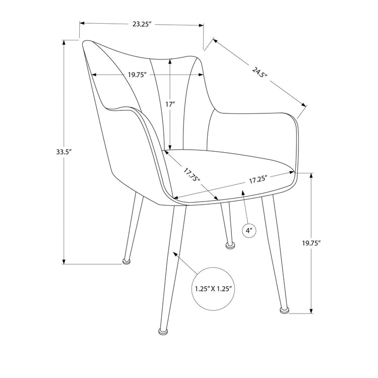 I 1167 - Chaise, 35'' Hauteur, Ensemble De 2, Rembourré, Coté, Salle À Manger, Cuisine, Tissu Gris Foncé, Aspect Cuir Noir, Contemporain - Simple Boutique