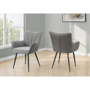 I 1168 - Chaise, 35'' Hauteur, Ensemble De 2, Rembourré, Coté, Salle À Manger, Cuisine, Tissu Gris Clair, Aspect Cuir Gris, Contemporain - Simple Boutique