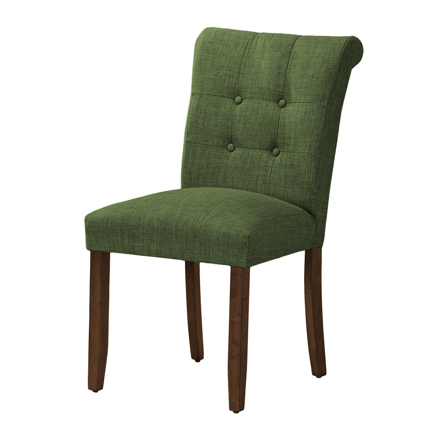 I 1219 - Chaise De Salle À Manger, Hauteur De 38", Ensemble De 2, Rembourré, Salle À Manger, Coté, Cuisine, Tissu Vert, Pieds En Bois De Noyer, Moderne - Simple Boutique
