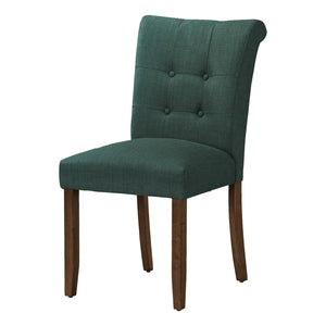 I 1220 - Chaise De Salle À Manger, Hauteur De 38", Ensemble De 2, Rembourré, Salle À Manger, Coté, Cuisine, Tissu Bleu, Pieds En Bois De Noyer, Moderne - Simple Boutique