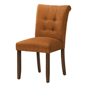 I 1221 - Chaise De Salle À Manger, Hauteur De 38", Ensemble De 2, Rembourré, Salle À Manger, Coté, Cuisine, Tissu Orange, Pieds En Bois De Noyer, Moderne - Simple Boutique