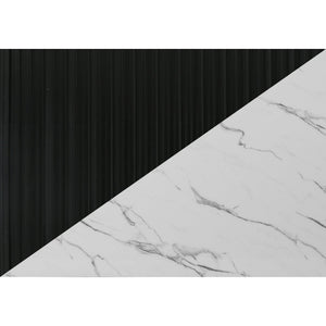 I 1225 - Cabinet, 66'' De Large, Buffet, Buffet, Salle À Manger, Faux Marbre Blanc, Stratifié Noir, Contemporain, Moderne - Simple Boutique