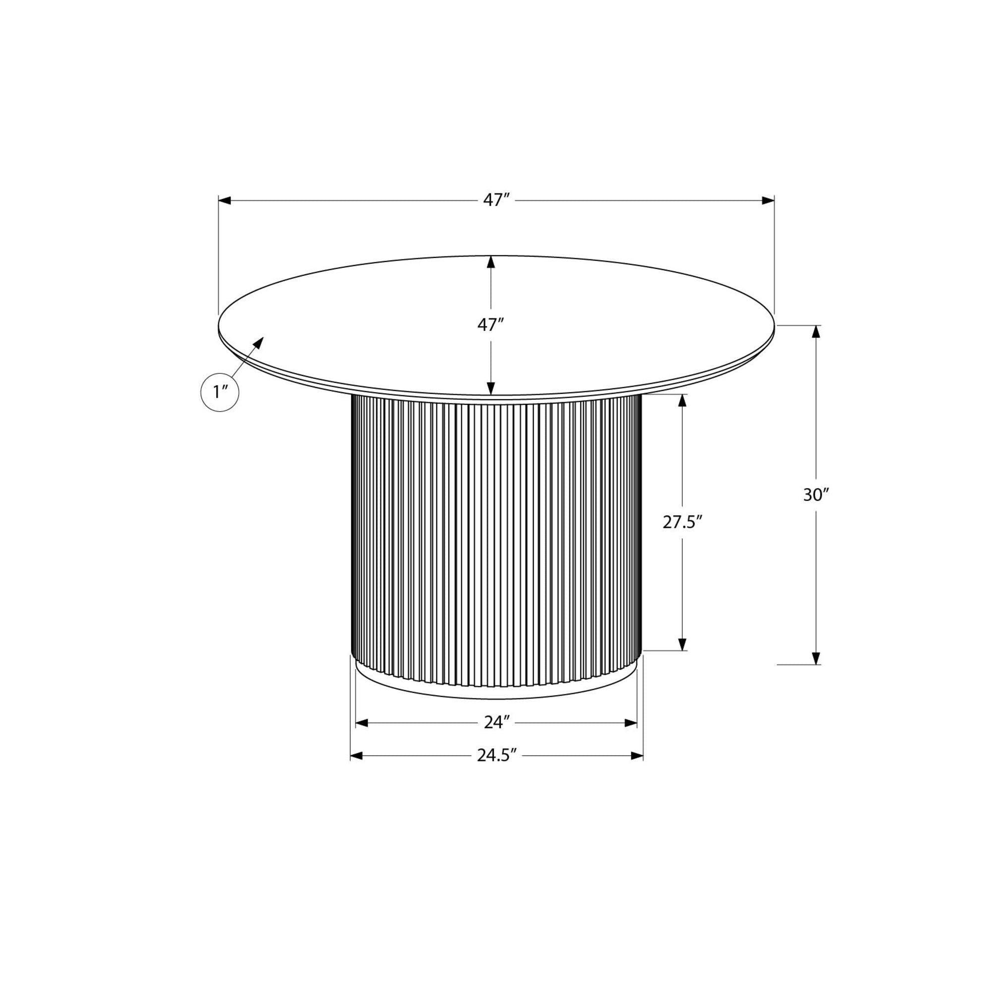 I 1227 - Table A Manger, 48'' Rond, Dessus En Lamine, Salle À Manger, Cuisine, Faux Marbre Blanc, Stratifié Noir, Contemporain, Moderne - Simple Boutique
