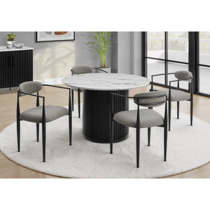 I 1227 - Table A Manger, 48'' Rond, Dessus En Lamine, Salle À Manger, Cuisine, Faux Marbre Blanc, Stratifié Noir, Contemporain, Moderne - Simple Boutique
