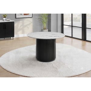 I 1227 - Table A Manger, 48'' Rond, Dessus En Lamine, Salle À Manger, Cuisine, Faux Marbre Blanc, Stratifié Noir, Contemporain, Moderne - Simple Boutique