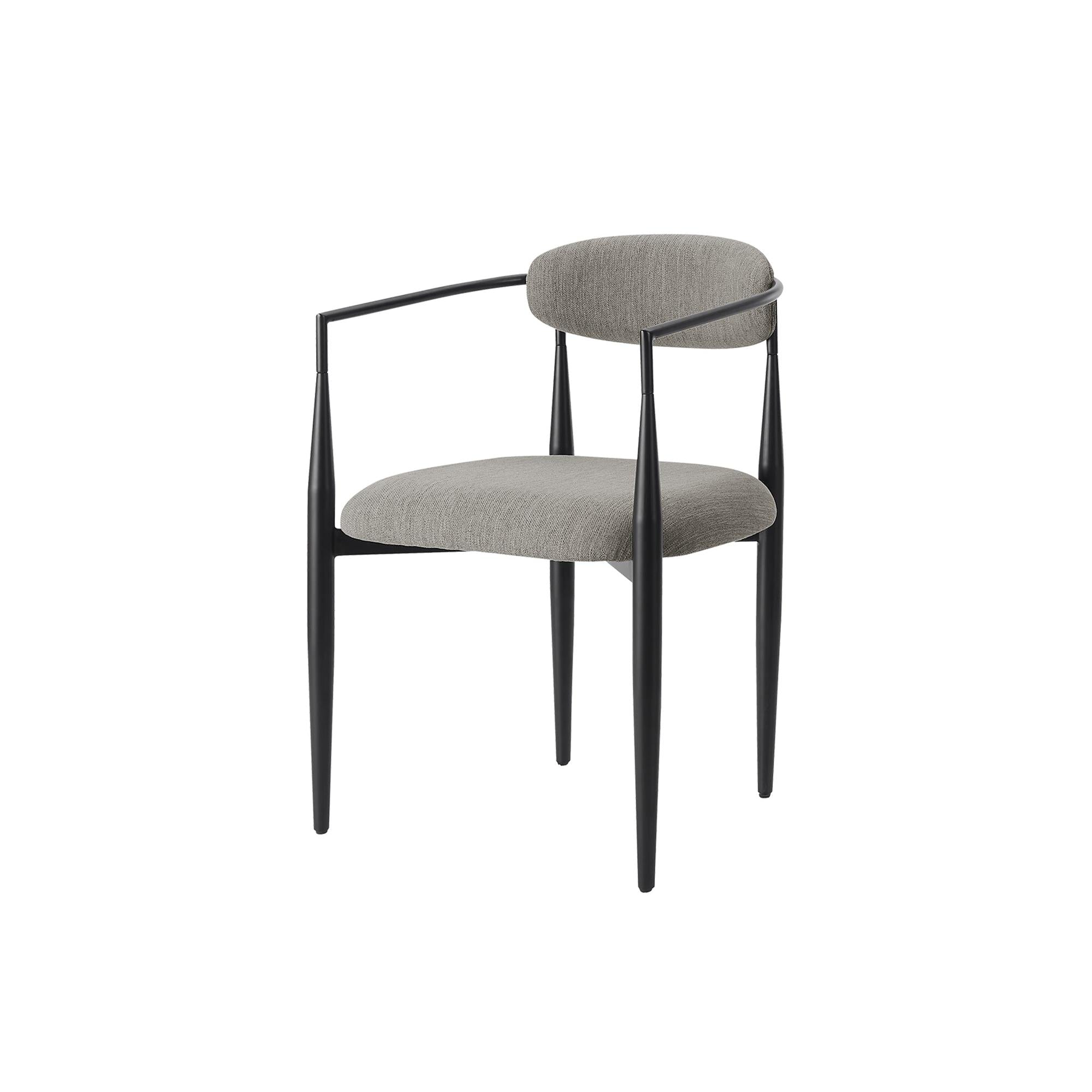 I 1228 - Chaise, 32'' Hauteur, Ensemble De 2, Rembourré, Coté, Salle À Manger, Cuisine, Tissu Gris, Métal Noir, Contemporain, Moderne - Simple Boutique