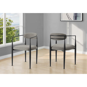 I 1228 - Chaise, 32'' Hauteur, Ensemble De 2, Rembourré, Coté, Salle À Manger, Cuisine, Tissu Gris, Métal Noir, Contemporain, Moderne - Simple Boutique
