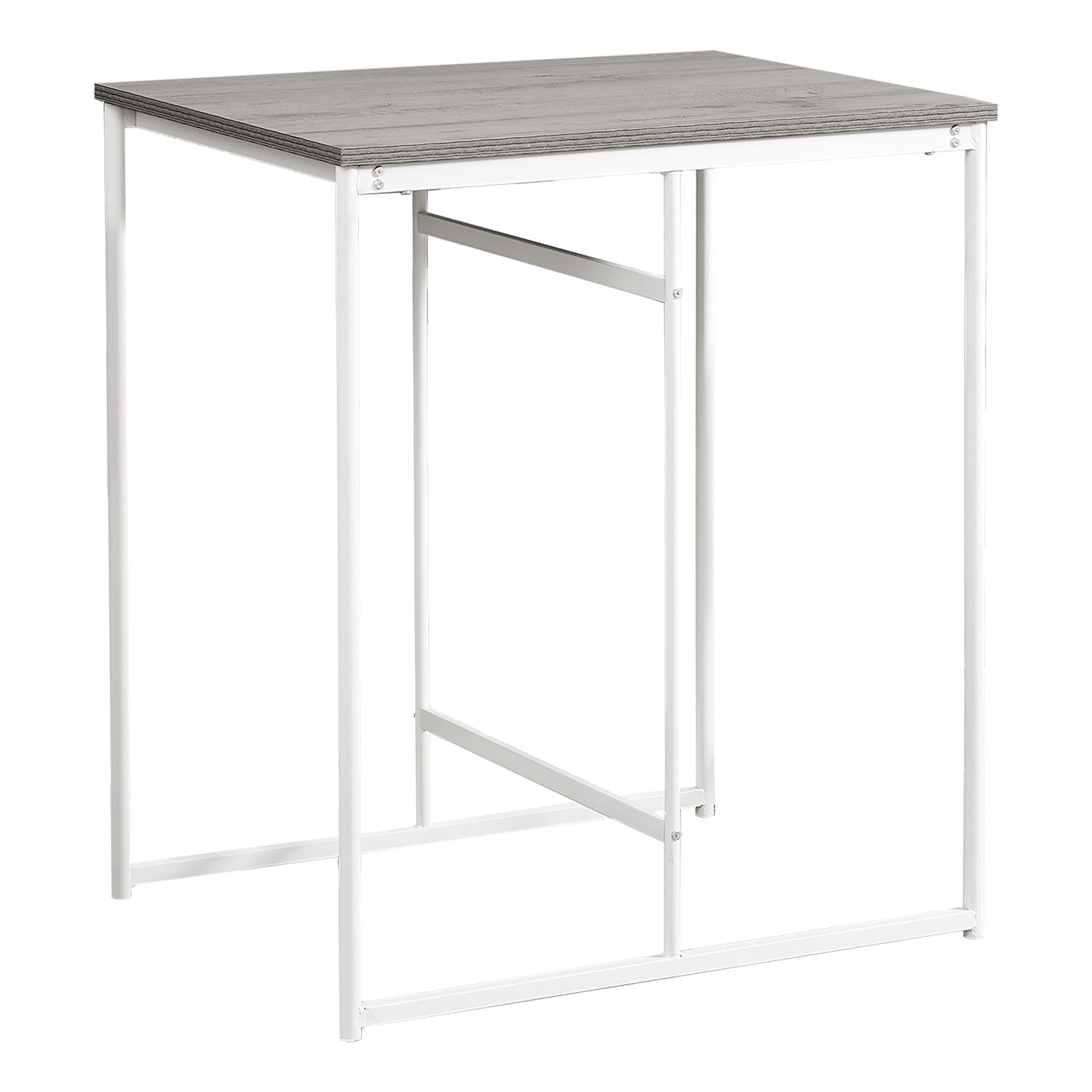 I 1241 - Table A Manger, Rectangulaire De 32", Hauteur Du Comptoir, Petit, Dessus En Lamine, Cuisine, Stratifié Gris, Métal Blanc, Contemporain, Moderne - Simple Boutique
