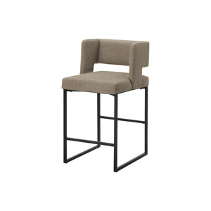 I 1250 - Tabouret De Bar, Hauteur Du Comptoir, Ensemble De 2, Cuisine, Tissu Marron, Métal Noir, Contemporain, Moderne - Simple Boutique