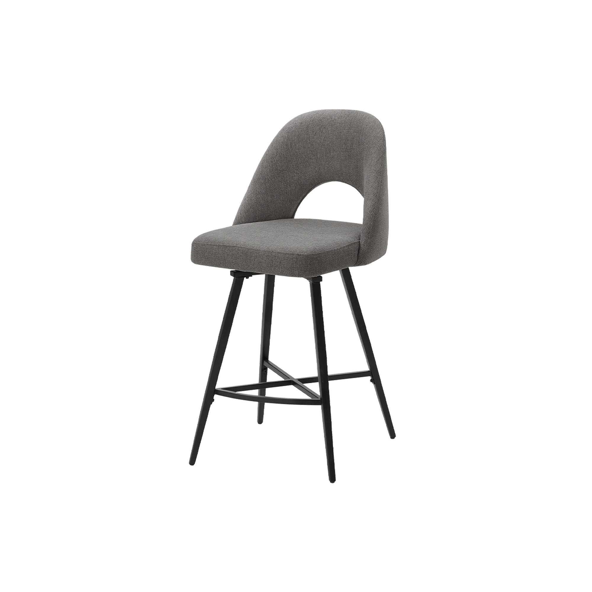 I 1253 - Tabouret De Bar, 39 Pouces De Hauteur, Ensemble De 2, Hauteur Du Comptoir, Pivotant, Cuisine, Tissu Gris, Métal Noir, Contemporain, Moderne - Simple Boutique