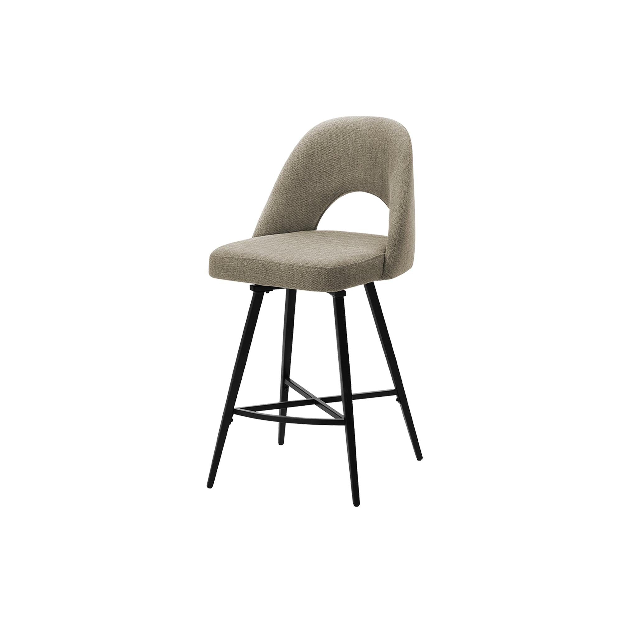I 1254 - Tabouret De Bar, 39 Pouces De Hauteur, Ensemble De 2, Hauteur Du Comptoir, Pivotant, Cuisine, Tissu Beige, Métal Noir, Contemporain, Moderne - Simple Boutique