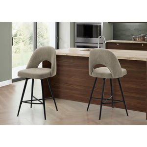 I 1254 - Tabouret De Bar, 39 Pouces De Hauteur, Ensemble De 2, Hauteur Du Comptoir, Pivotant, Cuisine, Tissu Beige, Métal Noir, Contemporain, Moderne - Simple Boutique