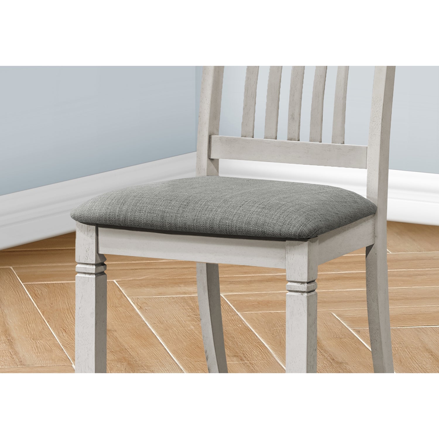 I 1256 - Chaise, Hauteur De 38", Ensemble De 2, Coté, Rembourré, Cuisine, Salle À Manger, Gris Antique, Tissu Gris, Transitionnel - Simple Boutique
