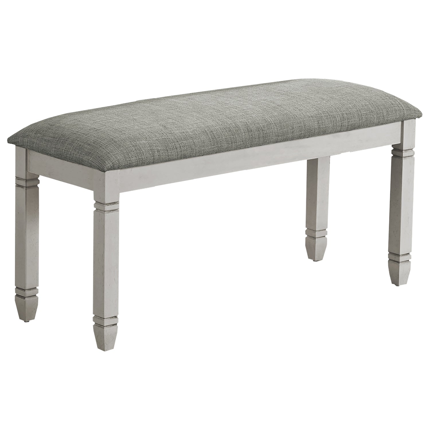 I 1257 - Banc, 41" Rectangulaire, Cuisine, Salle À Manger, Entrée, Chambre À Coucher, Rembourré, Bois, Bois Massif Gris, Tissu Gris, Transitionnel - Simple Boutique