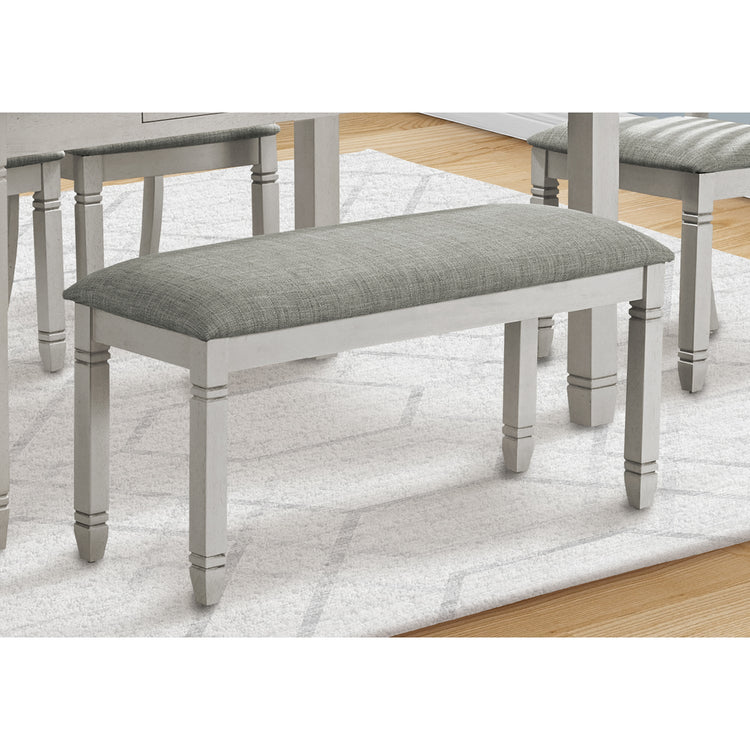 I 1257 - Banc, 41" Rectangulaire, Cuisine, Salle À Manger, Entrée, Chambre À Coucher, Rembourré, Bois, Bois Massif Gris, Tissu Gris, Transitionnel - Simple Boutique