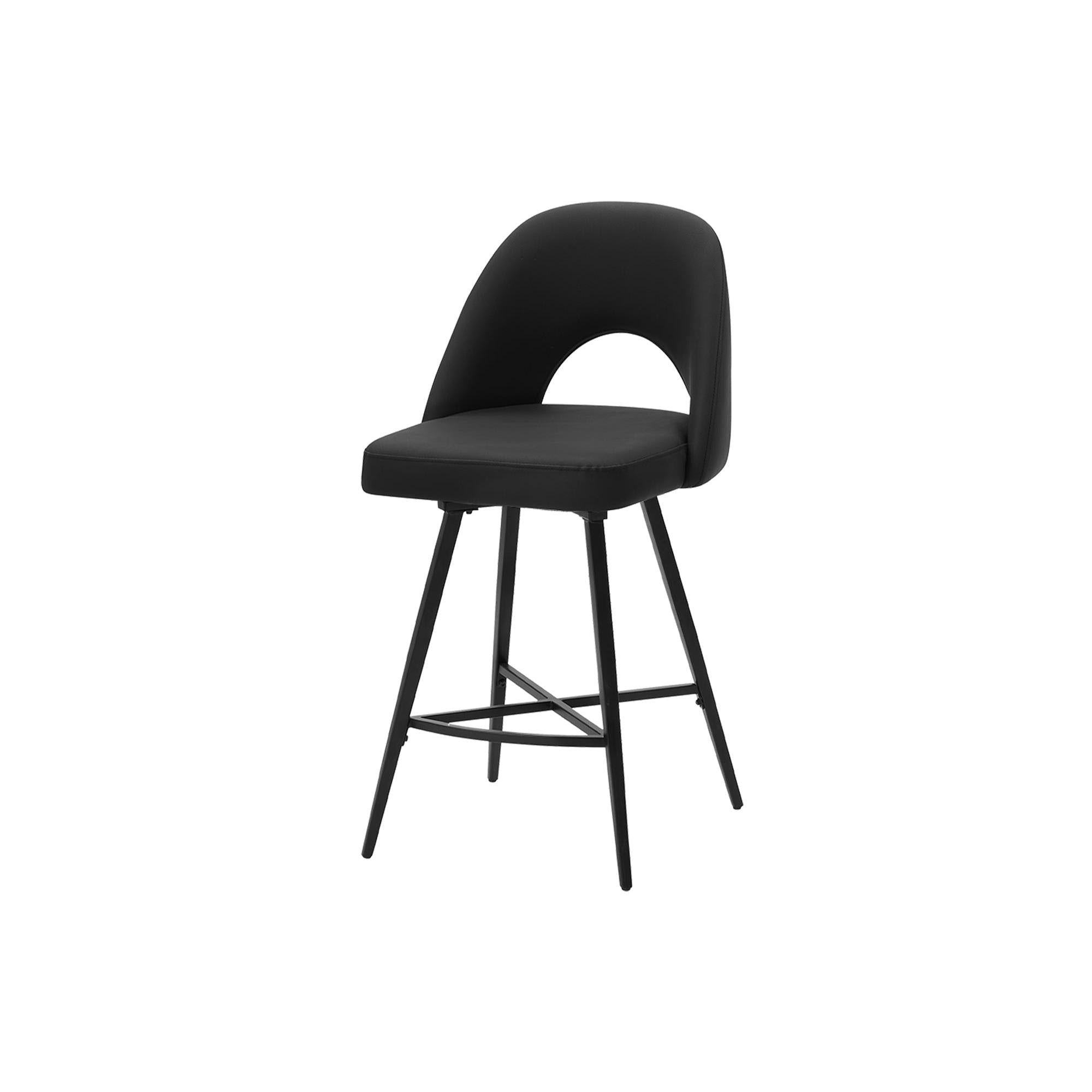 I 1258 - Tabouret De Bar, 39 Pouces De Hauteur, Ensemble De 2, Hauteur Du Comptoir, Pivotant, Cuisine, Aspect Cuir Noir, Métal Noir, Contemporain, Moderne - Simple Boutique