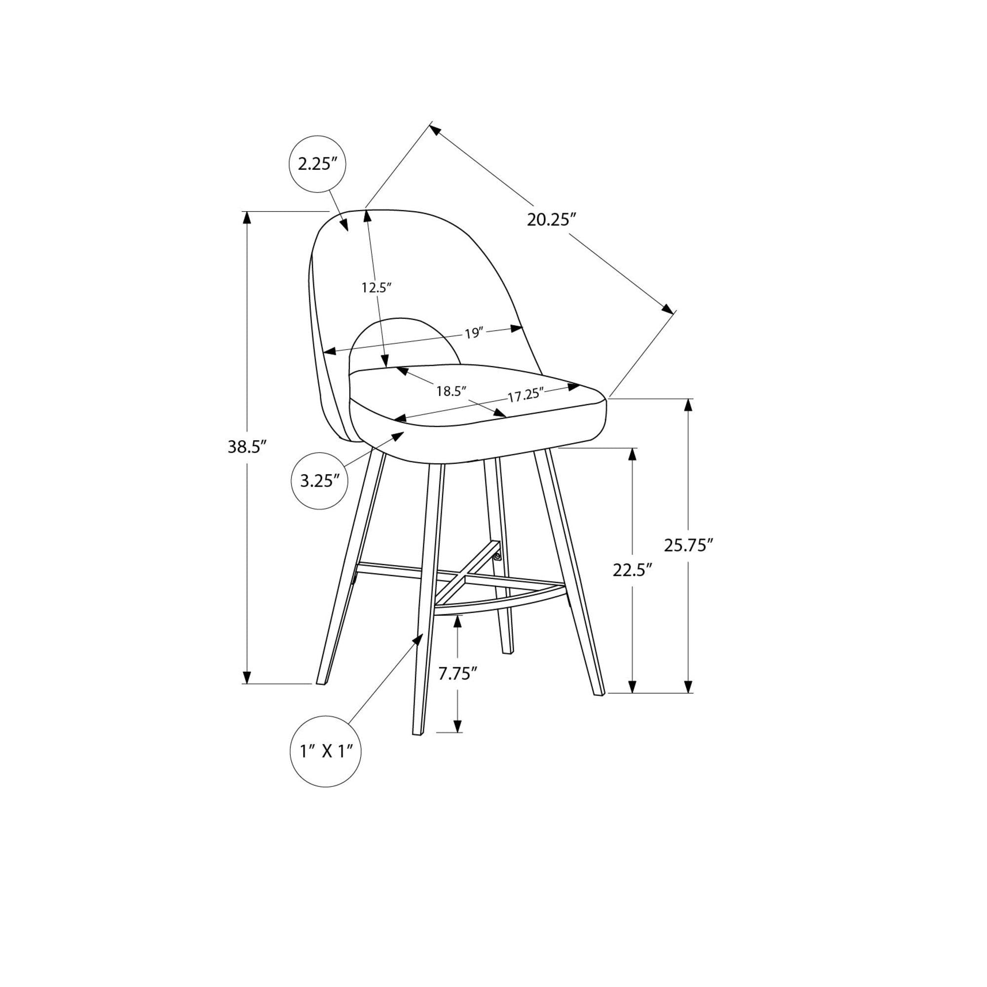I 1258 - Tabouret De Bar, 39 Pouces De Hauteur, Ensemble De 2, Hauteur Du Comptoir, Pivotant, Cuisine, Aspect Cuir Noir, Métal Noir, Contemporain, Moderne - Simple Boutique