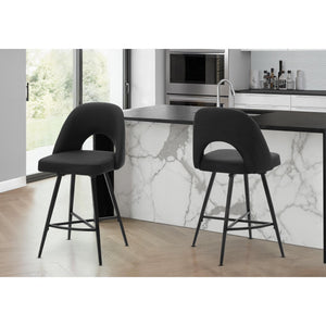 I 1258 - Tabouret De Bar, 39 Pouces De Hauteur, Ensemble De 2, Hauteur Du Comptoir, Pivotant, Cuisine, Aspect Cuir Noir, Métal Noir, Contemporain, Moderne - Simple Boutique