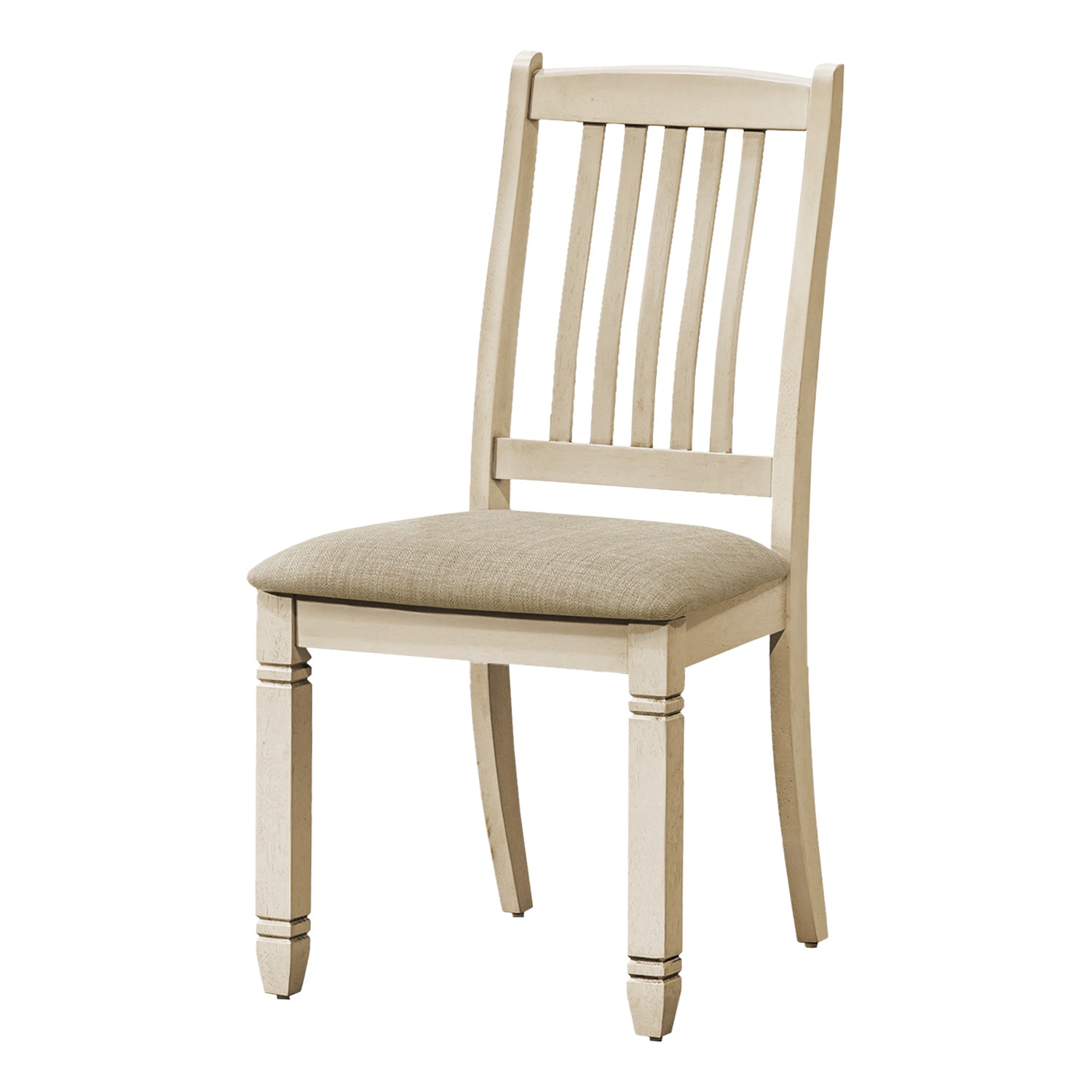 I 1265 - Chaise, Hauteur De 38", Ensemble De 2, Coté, Rembourré, Cuisine, Salle À Manger, Blanc Antique, Aspect Linge Beige, Transitionnel - Simple Boutique