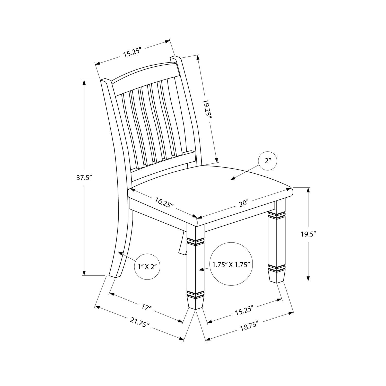 I 1265 - Chaise, Hauteur De 38", Ensemble De 2, Coté, Rembourré, Cuisine, Salle À Manger, Blanc Antique, Aspect Linge Beige, Transitionnel - Simple Boutique