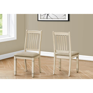 I 1265 - Chaise, Hauteur De 38", Ensemble De 2, Coté, Rembourré, Cuisine, Salle À Manger, Blanc Antique, Aspect Linge Beige, Transitionnel - Simple Boutique