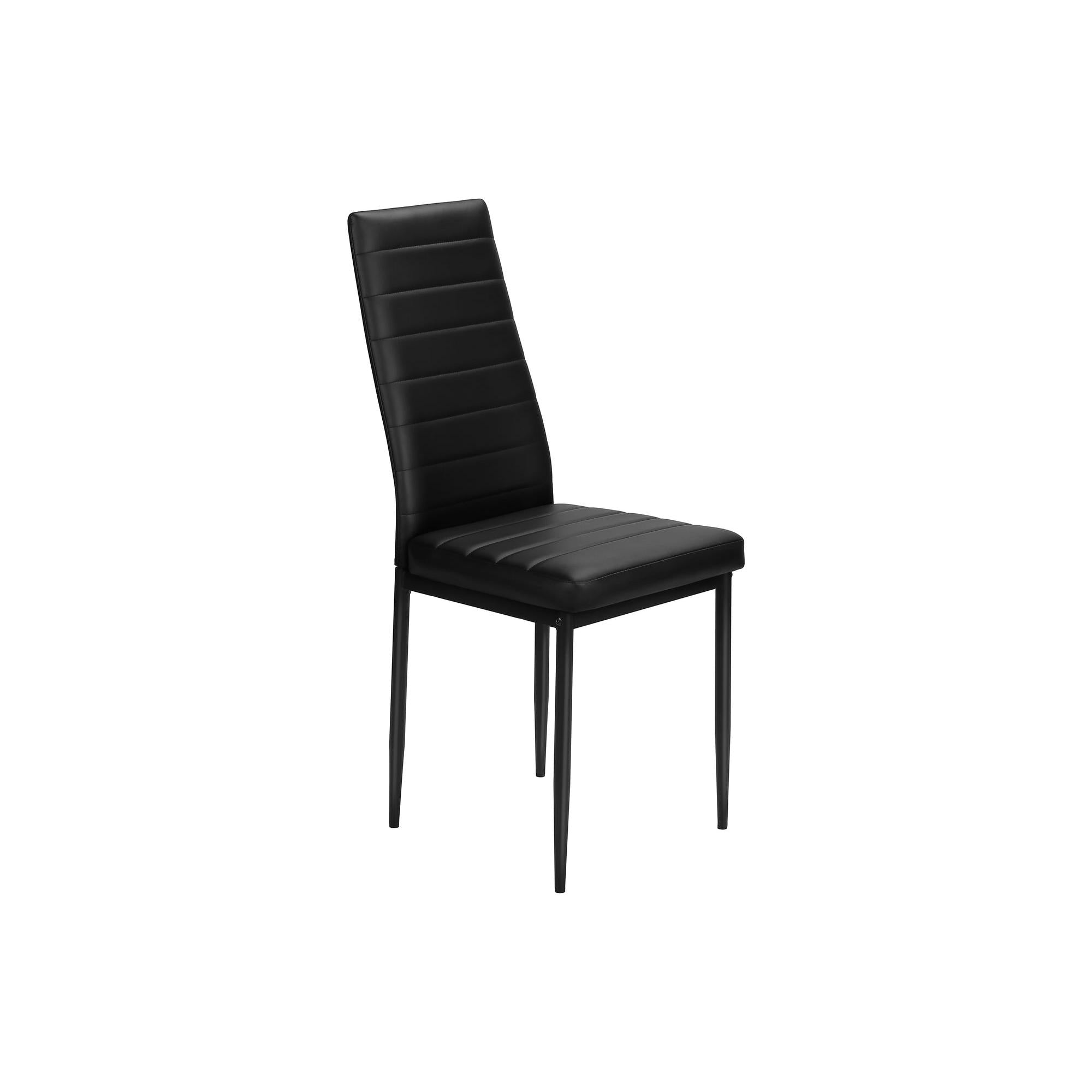 I 1270 - Chaise, 39 Pouces De Hauteur, Ensemble De 2, Coté, Rembourré, Salle À Manger, Cuisine, Aspect Cuir Noir, Métal Noir, Contemporain - Simple Boutique
