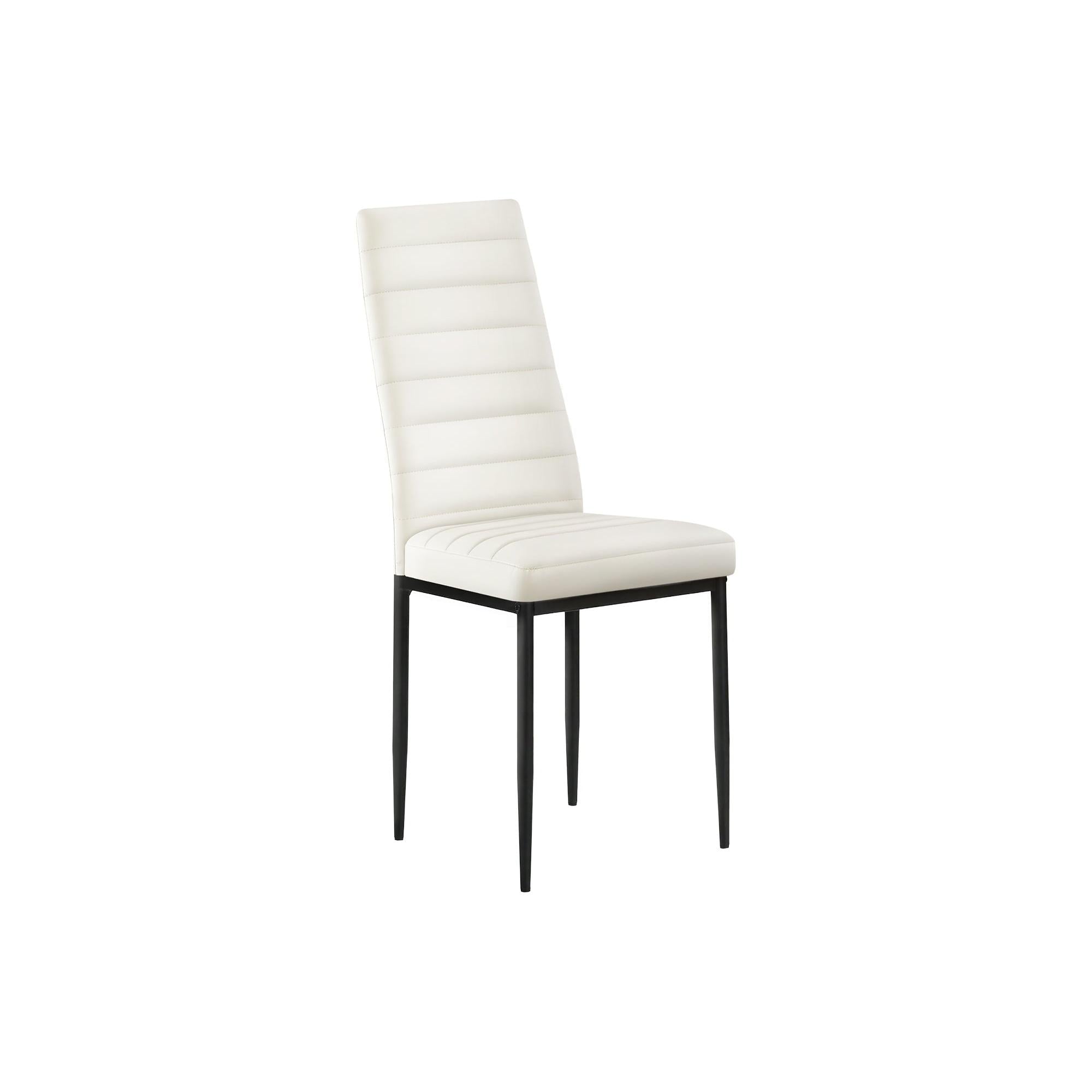 I 1271 - Chaise, 39 Pouces De Hauteur, Ensemble De 2, Coté, Rembourré, Salle À Manger, Cuisine, Aspect Cuir Blanc, Métal Noir, Contemporain - Simple Boutique