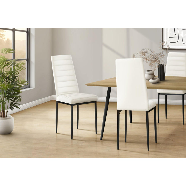 I 1271 - Chaise, 39 Pouces De Hauteur, Ensemble De 2, Coté, Rembourré, Salle À Manger, Cuisine, Aspect Cuir Blanc, Métal Noir, Contemporain - Simple Boutique