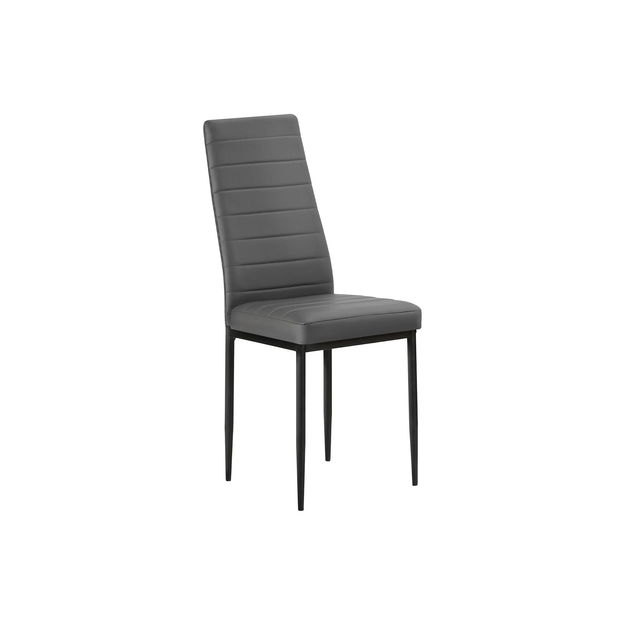 I 1272 - Chaise, 39 Pouces De Hauteur, Ensemble De 2, Coté, Rembourré, Salle À Manger, Cuisine, Aspect Cuir Gris, Métal Noir, Contemporain - Simple Boutique
