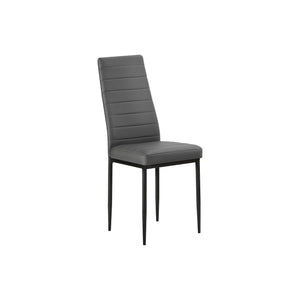 I 1272 - Chaise, 39 Pouces De Hauteur, Ensemble De 2, Coté, Rembourré, Salle À Manger, Cuisine, Aspect Cuir Gris, Métal Noir, Contemporain - Simple Boutique