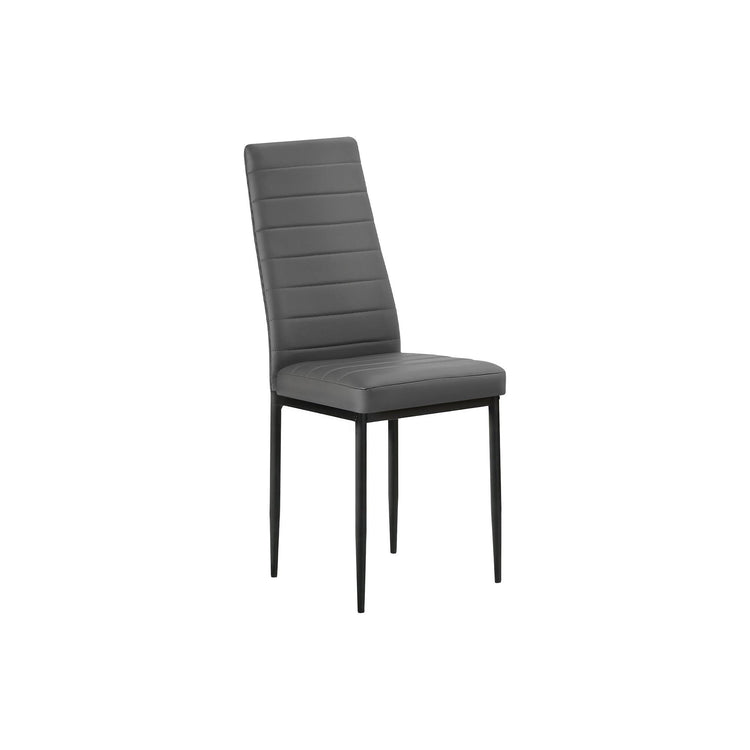 I 1272 - Chaise, 39 Pouces De Hauteur, Ensemble De 2, Coté, Rembourré, Salle À Manger, Cuisine, Aspect Cuir Gris, Métal Noir, Contemporain - Simple Boutique