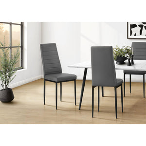 I 1272 - Chaise, 39 Pouces De Hauteur, Ensemble De 2, Coté, Rembourré, Salle À Manger, Cuisine, Aspect Cuir Gris, Métal Noir, Contemporain - Simple Boutique