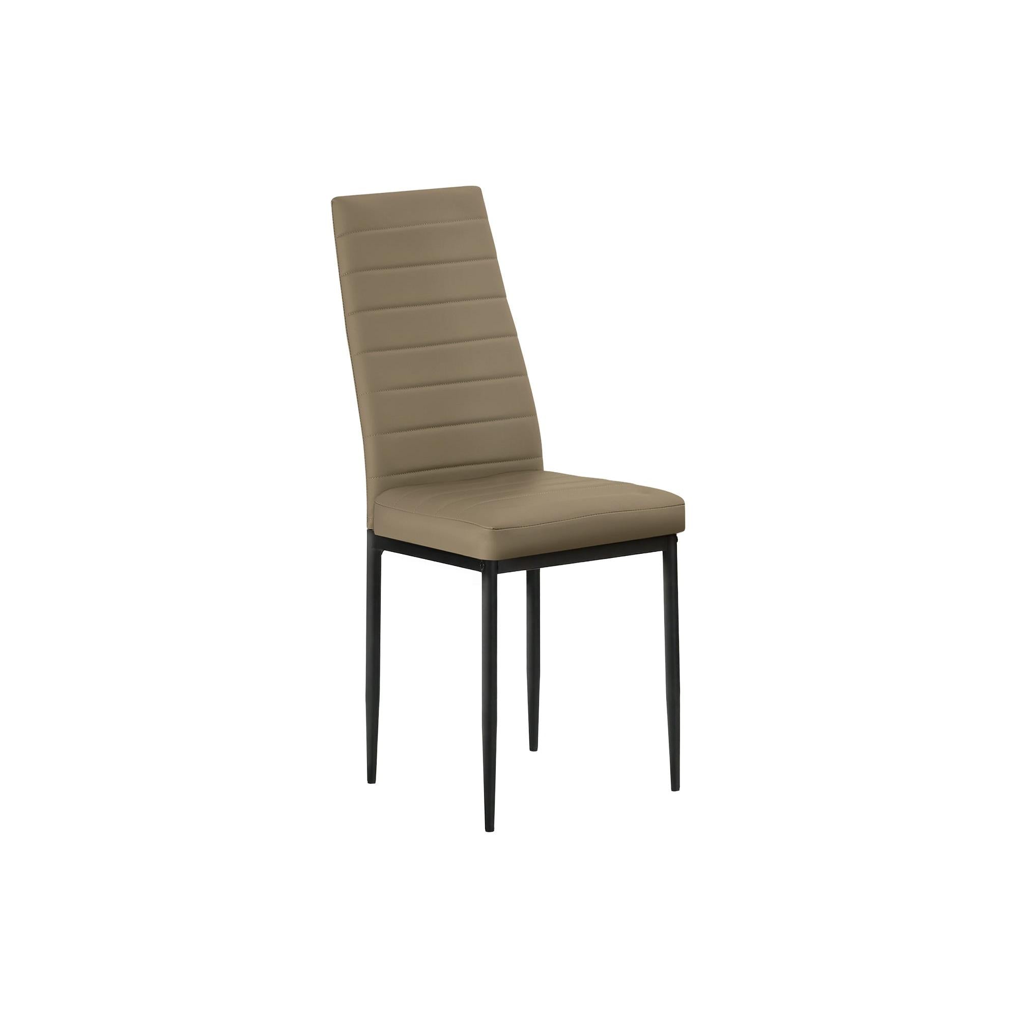 I 1273 - Chaise, 39 Pouces De Hauteur, Ensemble De 2, Coté, Rembourré, Salle À Manger, Cuisine, Simili Cuir Taupe Foncé, Métal Noir, Contemporain - Simple Boutique
