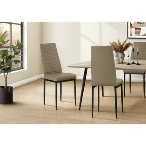 I 1273 - Chaise, 39 Pouces De Hauteur, Ensemble De 2, Coté, Rembourré, Salle À Manger, Cuisine, Simili Cuir Taupe Foncé, Métal Noir, Contemporain - Simple Boutique