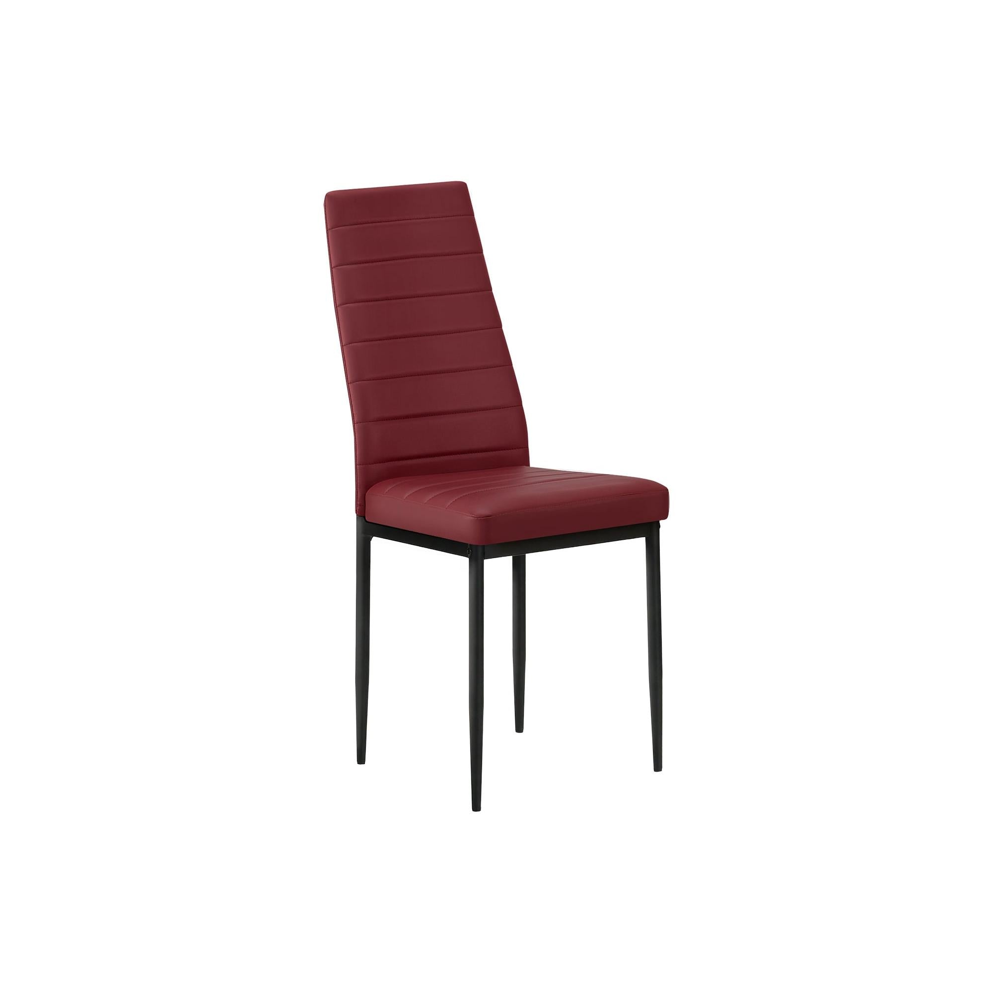 I 1274 - Chaise, 39 Pouces De Hauteur, Ensemble De 2, Coté, Rembourré, Salle À Manger, Cuisine, Simili Cuir Rouge, Métal Noir, Contemporain - Simple Boutique