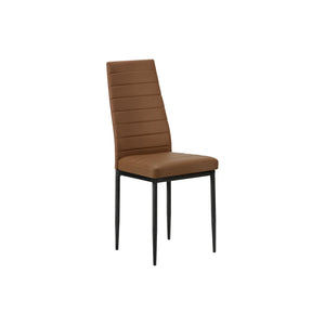 I 1275 - Chaise, 39 Pouces De Hauteur, Ensemble De 2, Coté, Rembourré, Salle À Manger, Cuisine, Aspect Cuir Cognac, Métal Noir, Contemporain - Simple Boutique