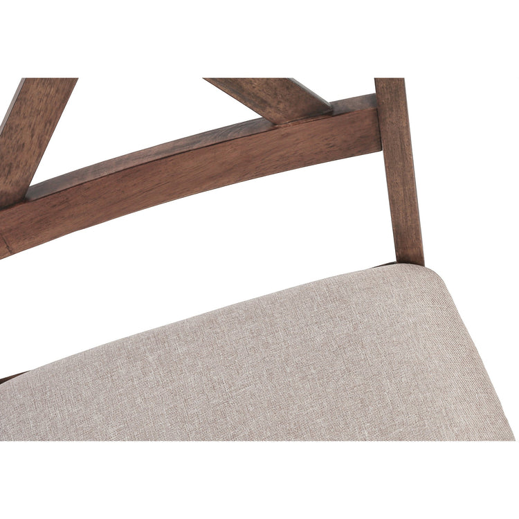 I 1311 - Chaise, Lot De 2, Côté, Rembourré, Cuisine, Salle À Manger, Tissu Marron, Cadre En Bois De Noyer, Transitionnel - Simple Boutique