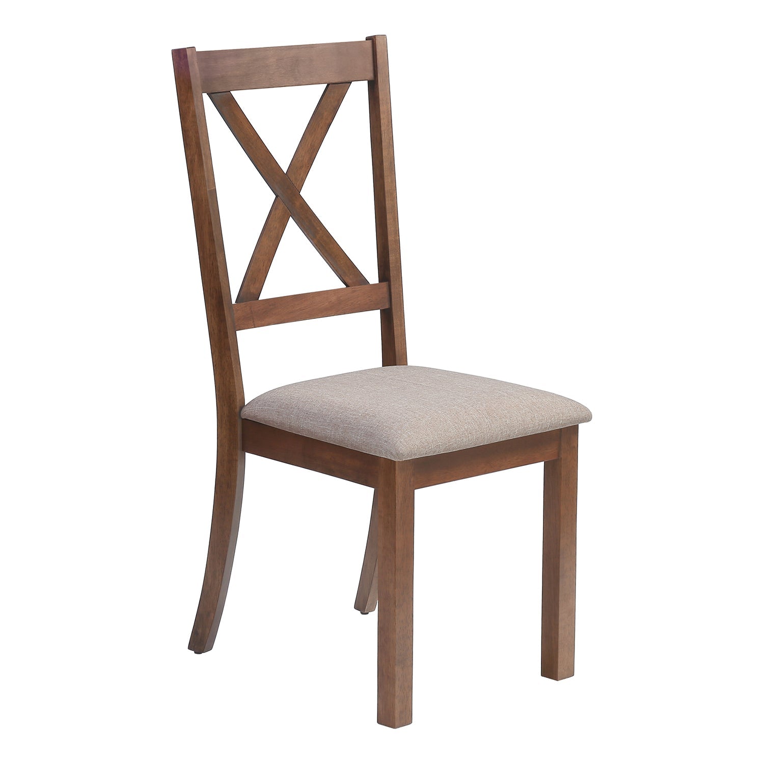 I 1311 - Chaise, Lot De 2, Côté, Rembourré, Cuisine, Salle À Manger, Tissu Marron, Cadre En Bois De Noyer, Transitionnel - Simple Boutique