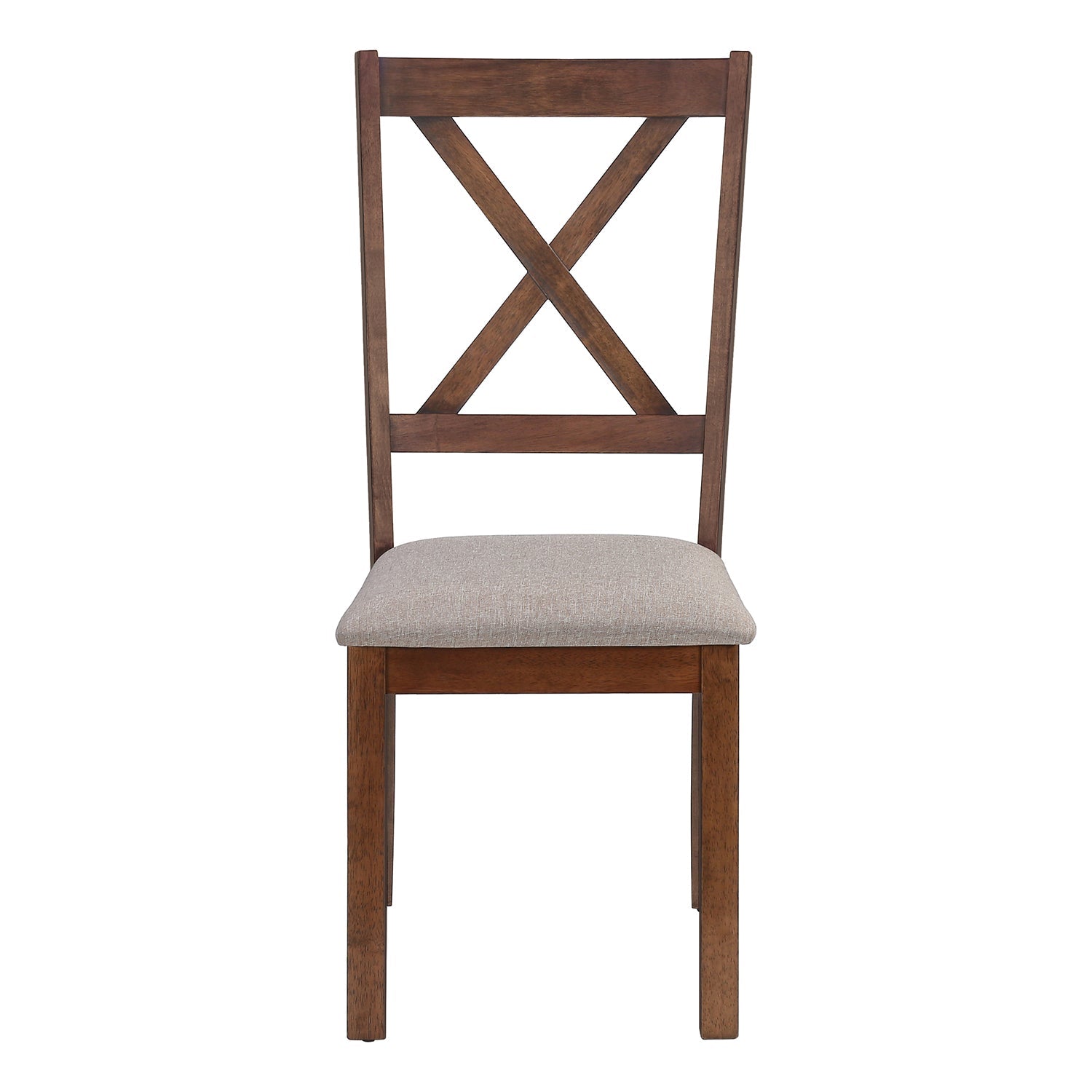 I 1311 - Chaise, Lot De 2, Côté, Rembourré, Cuisine, Salle À Manger, Tissu Marron, Cadre En Bois De Noyer, Transitionnel - Simple Boutique