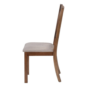 I 1311 - Chaise, Lot De 2, Côté, Rembourré, Cuisine, Salle À Manger, Tissu Marron, Cadre En Bois De Noyer, Transitionnel - Simple Boutique