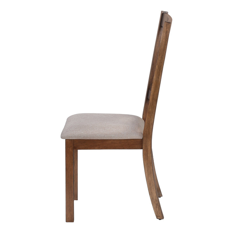 I 1311 - Chaise, Lot De 2, Côté, Rembourré, Cuisine, Salle À Manger, Tissu Marron, Cadre En Bois De Noyer, Transitionnel - Simple Boutique
