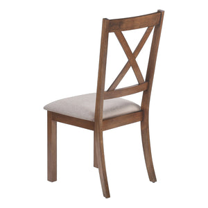 I 1311 - Chaise, Lot De 2, Côté, Rembourré, Cuisine, Salle À Manger, Tissu Marron, Cadre En Bois De Noyer, Transitionnel - Simple Boutique