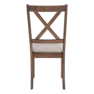I 1311 - Chaise, Lot De 2, Côté, Rembourré, Cuisine, Salle À Manger, Tissu Marron, Cadre En Bois De Noyer, Transitionnel - Simple Boutique