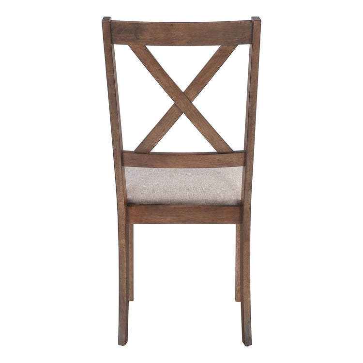 I 1311 - Chaise, Lot De 2, Côté, Rembourré, Cuisine, Salle À Manger, Tissu Marron, Cadre En Bois De Noyer, Transitionnel - Simple Boutique