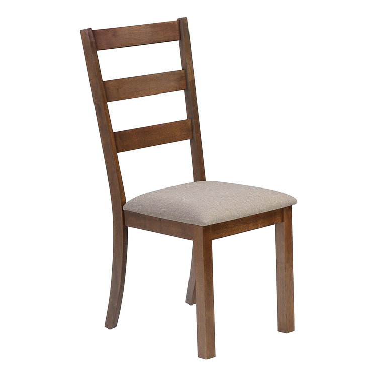I 1313 - Chaise, Lot De 2, Côté, Rembourré, Cuisine, Salle À Manger, Tissu Marron, Pieds En Bois De Noyer, Transitionnel - Simple Boutique