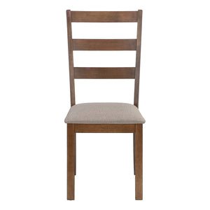I 1313 - Chaise, Lot De 2, Côté, Rembourré, Cuisine, Salle À Manger, Tissu Marron, Pieds En Bois De Noyer, Transitionnel - Simple Boutique
