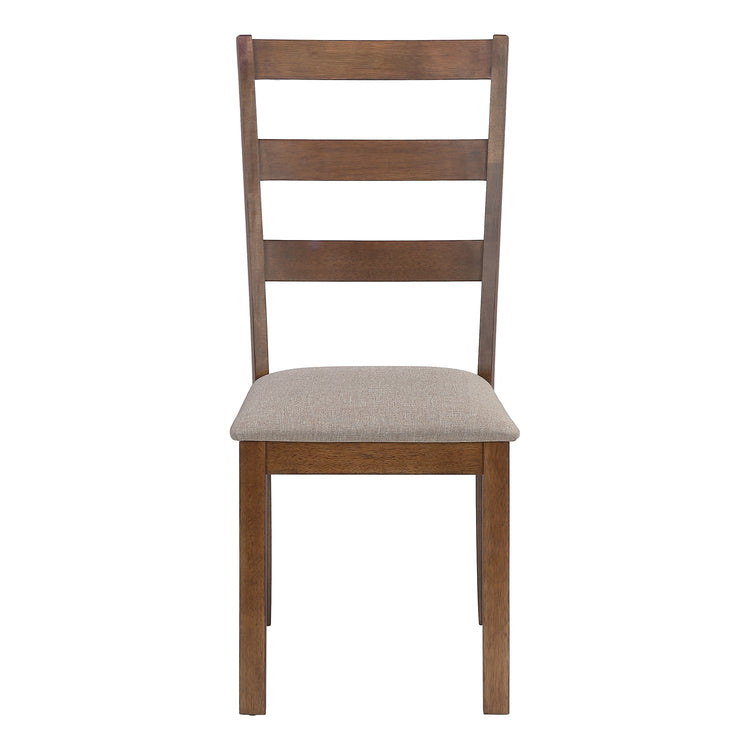 I 1313 - Chaise, Lot De 2, Côté, Rembourré, Cuisine, Salle À Manger, Tissu Marron, Pieds En Bois De Noyer, Transitionnel - Simple Boutique