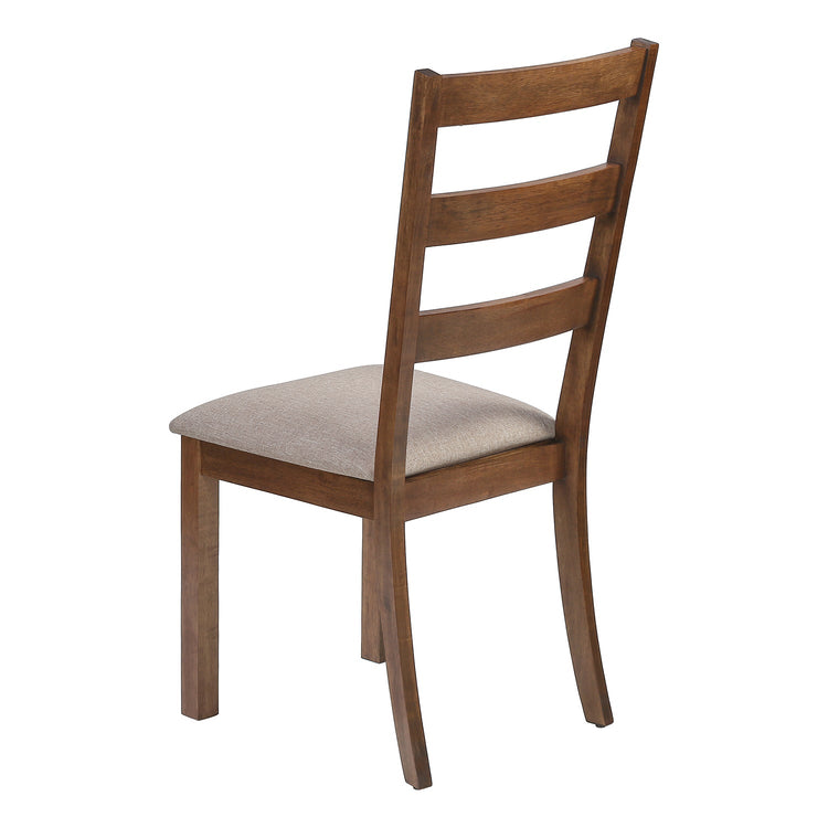 I 1313 - Chaise, Lot De 2, Côté, Rembourré, Cuisine, Salle À Manger, Tissu Marron, Pieds En Bois De Noyer, Transitionnel - Simple Boutique