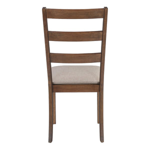 I 1313 - Chaise, Lot De 2, Côté, Rembourré, Cuisine, Salle À Manger, Tissu Marron, Pieds En Bois De Noyer, Transitionnel - Simple Boutique