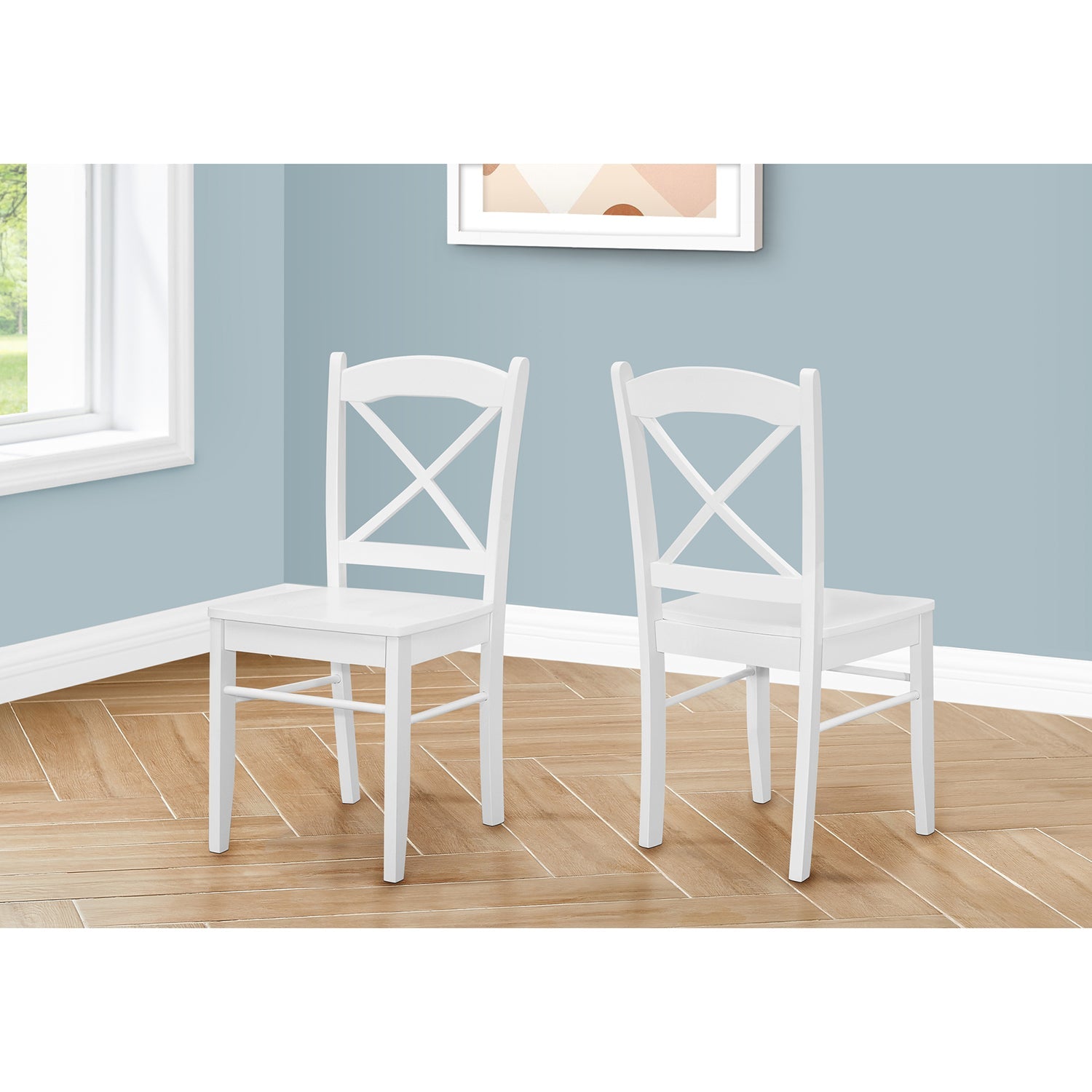 I 1320 - Chaise, Lot De 2, Côté, Cuisine, Salle À Manger, Blanc, Jambes En Bois, Transitionnel - Simple Boutique